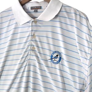 Peter Millar Summer Comfort Polo XL White Blue Stripe Golf 2015 U.S. Senior Open